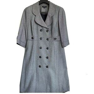 Tahari ASL Charcoal Double-Breasted Trench Coat
